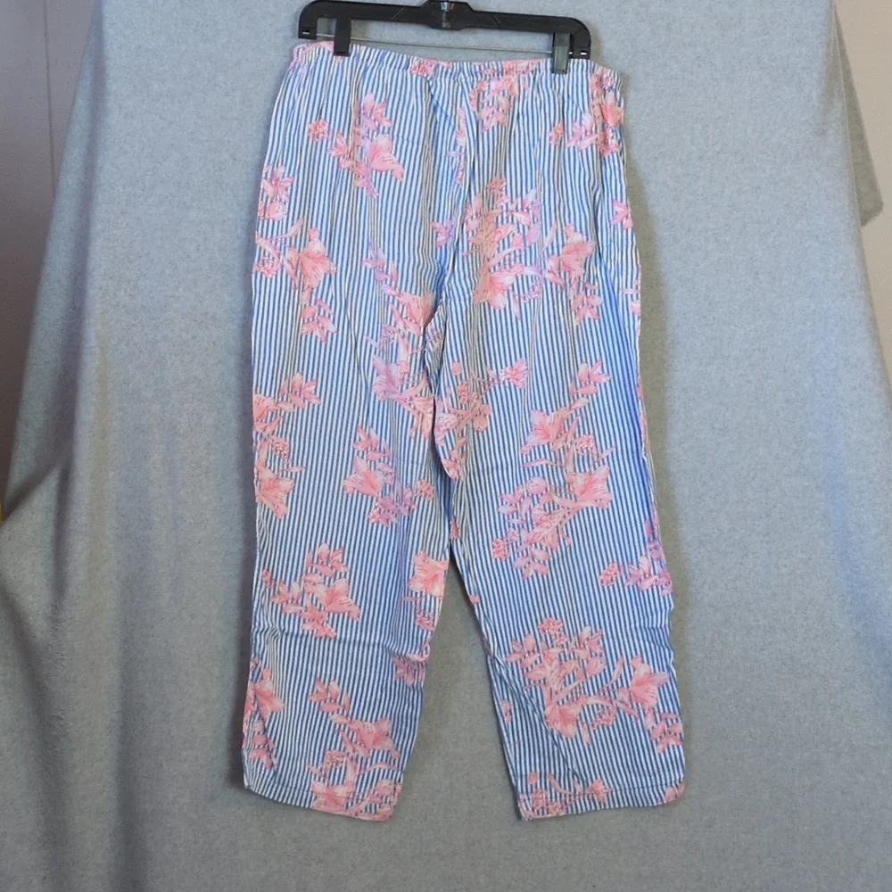 Lauren Ralph Lauren Blue & Pink Striped Floral Pajama Set
